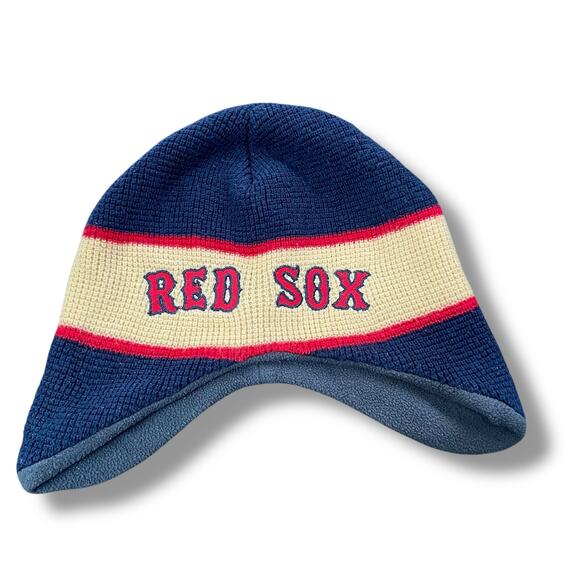 Boston Red Sox Beanie Fan Favorite Knit Hat Cap Fleece Lined MLB Blue Red OS - Picture 9 of 10